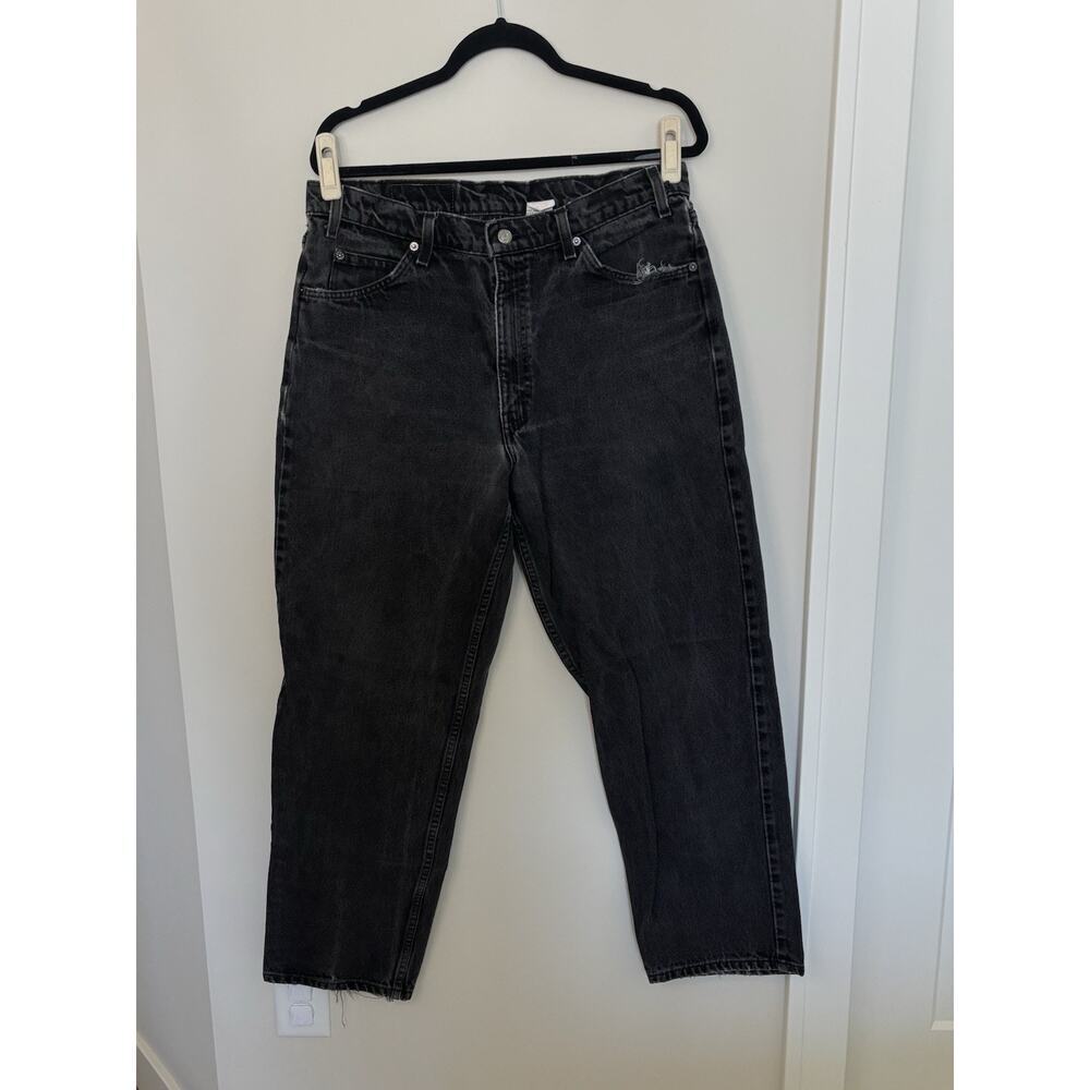 Levis 550 Jeans Mens 36x30 Black Relaxed Fit Tapered Leg Denim Orange Tab